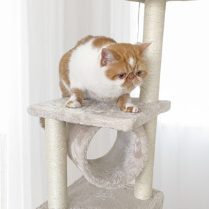 Confote 35.4-in Cat Activity Tree Climb Tower Play House Condo Furniture for Small and Medium Cat, Beige White