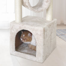 Load image into Gallery viewer, Confote 35.4-in Cat Activity Tree Climb Tower Play House Condo Furniture for Small and Medium Cat, Beige White