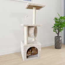 Load image into Gallery viewer, Confote 35.4-in Cat Activity Tree Climb Tower Play House Condo Furniture for Small and Medium Cat, Beige White