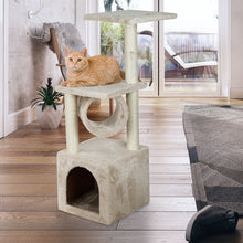 Load image into Gallery viewer, Confote 35.4-in Cat Activity Tree Climb Tower Play House Condo Furniture for Small and Medium Cat, Beige White