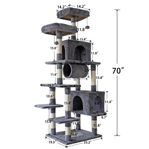 Confote 70" Multi-Level Cat Tree XXL Tall Play House Climber Activity Centre Tower with Scratching Posts for Kittens & Large Cats