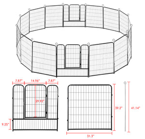 confote 16 Panel 40-inch Dog Playpen Foldable Puppy Exercise Pen Outdoor Indoor Pet Fence Barrier Kennel for Large Dogs Cats Rabbits